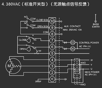 380VAC標準開關型<a href='http://www.jkgyl.cn/Product/diefa/diandongdiefa/' target='_blank'>電動<a href='http://www.jkgyl.cn/Product/diefa/' target='_blank'>蝶閥</a></a>接線圖